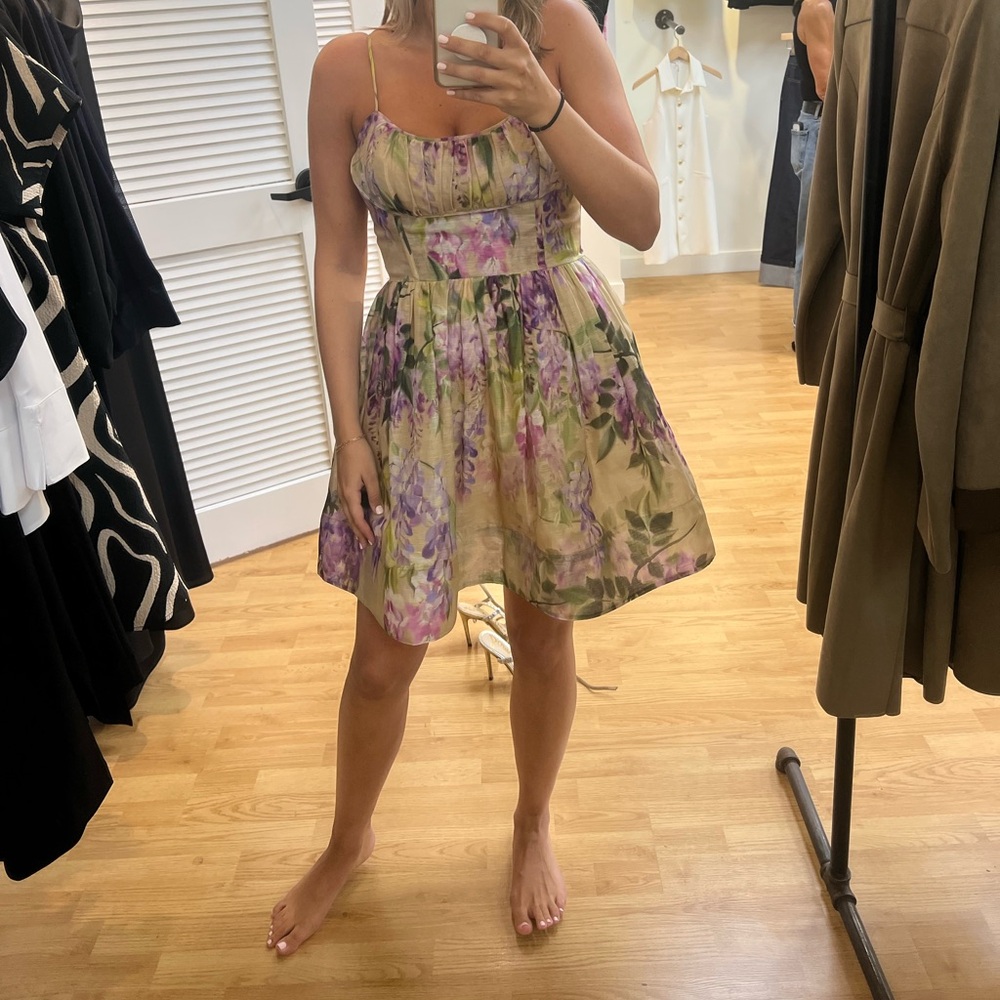 Cara Cara Strapless Dress in Purple and Cream Floral